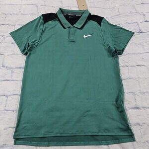 Nike Court Polo Mens Medium Green FD5314-361 Dri-FIT Tennis Golf Shirt